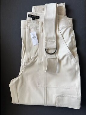 Banana Republic Cream Cropped Cargo Pants with D-Ring Belt